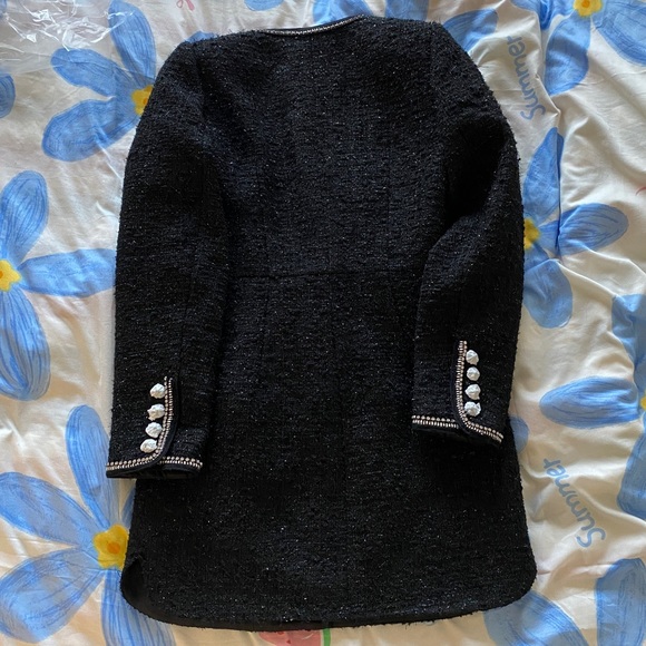 Self Portrait Black Metallic Bouclé Mini Dress New! - Picture 5 of 5